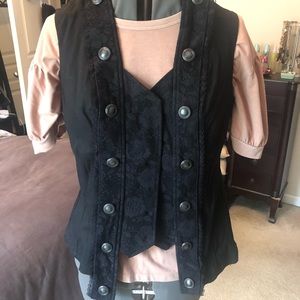 Black Laced Trim Vest